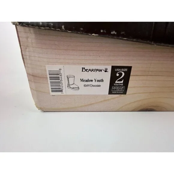 BearPaw Meadow Youth Short 604Y Chocolate Winter Boots Size 2 Youths Shoes NEW - Picture 4 of 10
